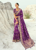 Thumbnail for Monjolika Fashion Viscose Embroidered Dark Magenta Saree - Distacart