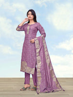 Thumbnail for Monjolika Fashion Lavender Simar Dyeable Print Straight Kurti Set - Dista