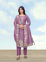Thumbnail for Monjolika Fashion Lavender Simar Dyeable Print Straight Kurti Set - Dista