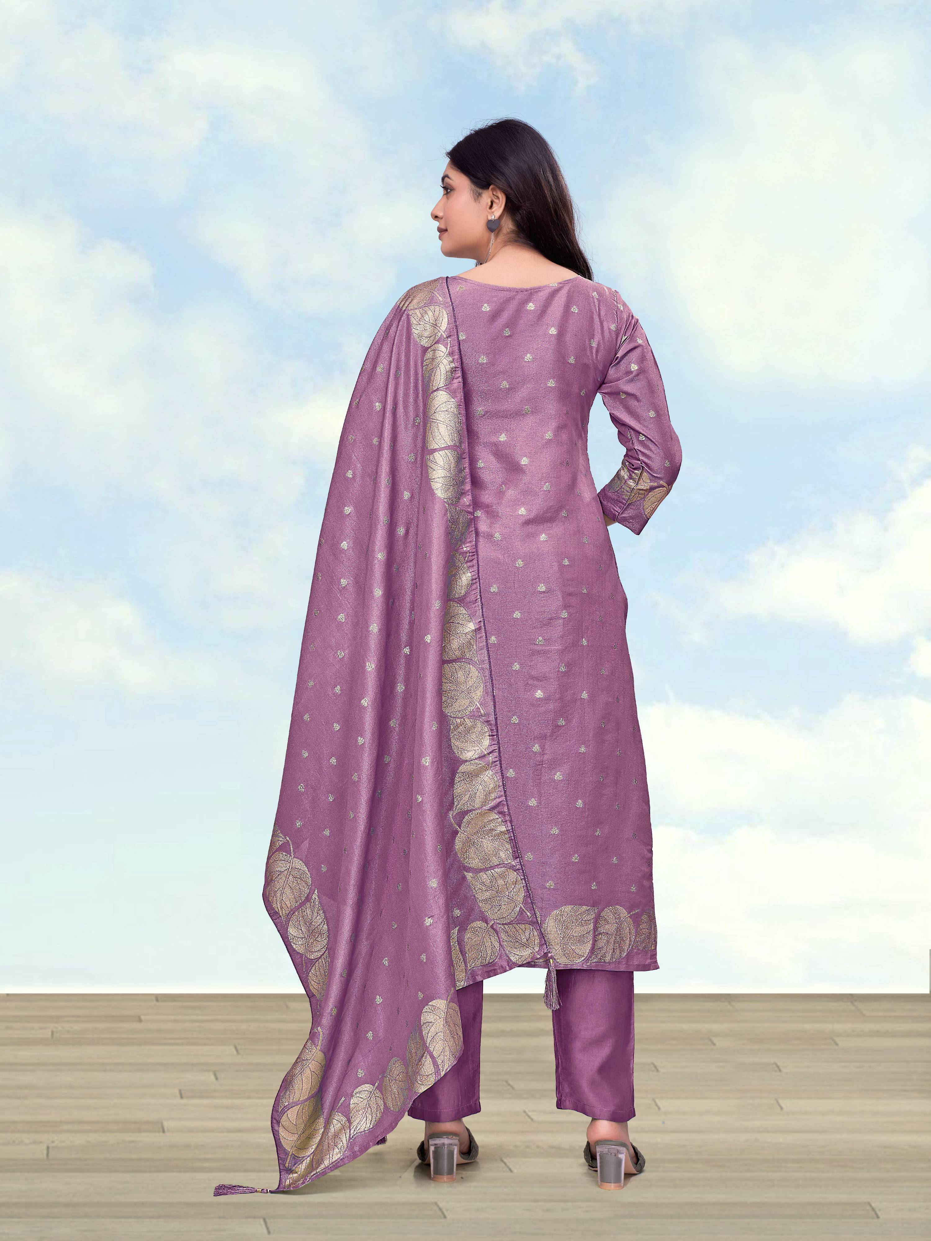 Monjolika Fashion Lavender Simar Dyeable Print Straight Kurti Set - Dista