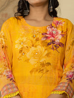 Thumbnail for Yufta Pure Oragnza Kurta Set With Pant And Dupatta Comes With Cotton Lining And Intricate Handwork