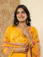 Thumbnail for Yufta Pure Oragnza Kurta Set With Pant And Dupatta Comes With Cotton Lining And Intricate Handwork