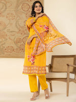 Thumbnail for Yufta Pure Oragnza Kurta Set With Pant And Dupatta Comes With Cotton Lining And Intricate Handwork