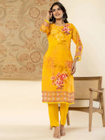 Thumbnail for Yufta Pure Oragnza Kurta Set With Pant And Dupatta Comes With Cotton Lining And Intricate Handwork