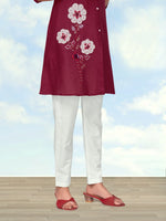 Thumbnail for Monjolika Fashion Maroon Color Cotton Flex Embroidered Work Kurta Set - Dista