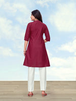 Thumbnail for Monjolika Fashion Maroon Color Cotton Flex Embroidered Work Kurta Set - Dista