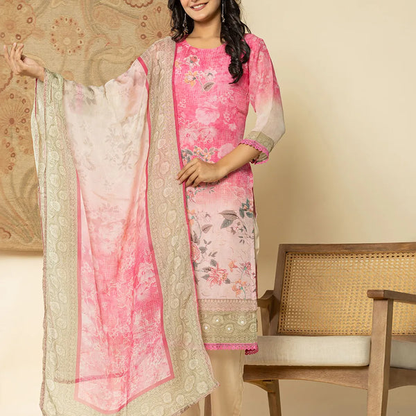 Yufta Oragnza Kurta Set With Pant And Dupatta Comes With Cotton Lining And Intricate Embroideries - Distacart
