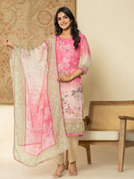 Thumbnail for Yufta Oragnza Kurta Set With Pant And Dupatta Comes With Cotton Lining And Intricate Embroideries