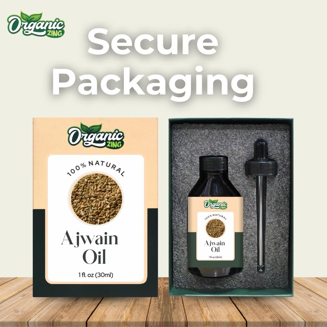 Organic Zing Ajwain (Trachyspermum Ammi) Oil | Pure & Natural Essential Oil for Skincare, Hair Care & Massage