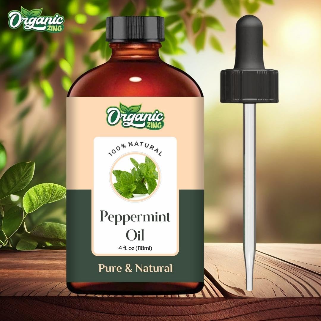Organic Zing Peppermint (Mentha piperita) Essential Oil Pure & Natural for Skin, Face, Massage, Aromatherapy, Diffuser