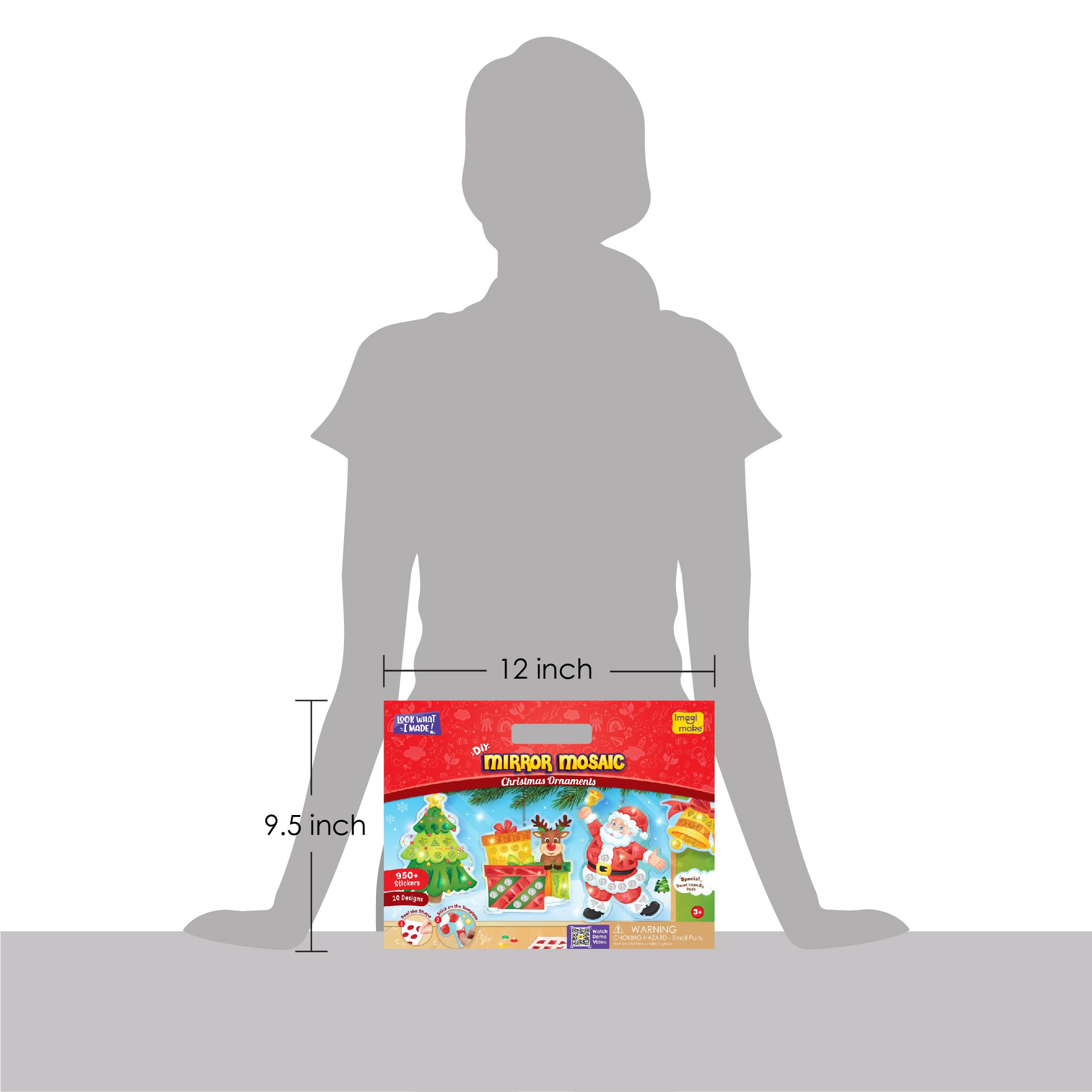 Imagimake Mirror Mosaic Christmas Kids Art Set | DIY Craft Kit | Foil Stickers for Kids | Birthday Gift for Girls and Boys Ages 3,4,5,6,7,8 | Christmas Toys for Girls Age 4,5,6,7,8