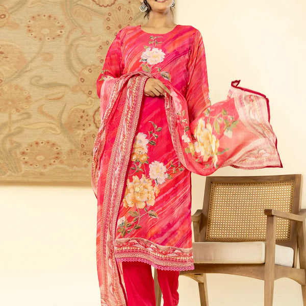 Yufta Oragnza Kurta Dupatta Set With Lining And Intricate Handwork - Distacart