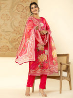 Thumbnail for Yufta Oragnza Kurta Dupatta Set With Lining And Intricate Handwork