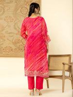 Thumbnail for Yufta Oragnza Kurta Dupatta Set With Lining And Intricate Handwork