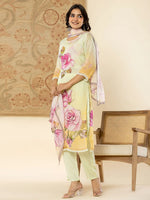 Thumbnail for Yufta Pure Oragnza Kurta Set With Pant And Dupatta