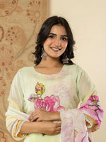 Thumbnail for Yufta Pure Oragnza Kurta Set With Pant And Dupatta