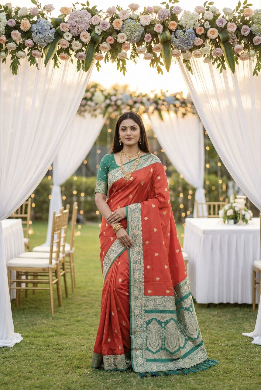 Mameraa Sarees Pink Soft Silk Blend Saree With Zari Weaving Meenakari Design-Pink - Dista