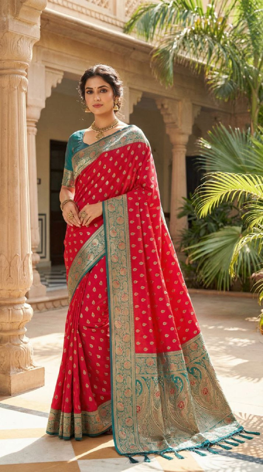 Mameraa Sarees Pink Soft Banarasi Silk Saree With Zari Weaving Meenakari Design-Pink - Dista
