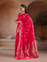 Thumbnail for Monjolika Fashion Pink Blue Handloom Weaving Silk Blend Saree - Dista
