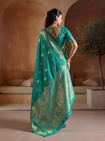 Thumbnail for Monjolika Fashion Teal Green Handloom Weaving Silk Blend Saree - Dista