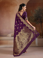 Thumbnail for Monjolika Fashion Purple Handloom Weaving Silk Blend Saree - Dista