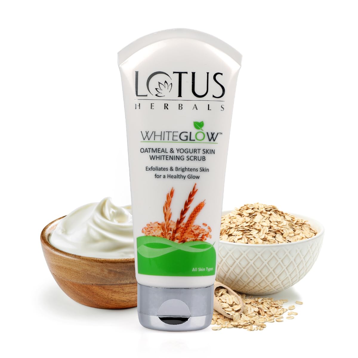 Lotus Herbals WhiteGlow Skin Brightening Oatmeal & Yogurt Gentle Exfoliator Scrub - Distacart