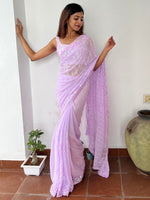 Thumbnail for Anouk Lavendar Embellished Sequinned Pure Georgette Saree - Distacart