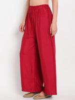Thumbnail for TAG 7 Women Maroon Solid Flared Palazzos