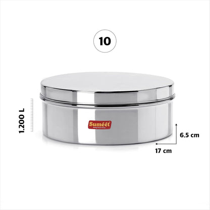 Sumeet Stainless Steel Flat Canister/Storage Container (1.2Ltr) (17Cm) - Dista