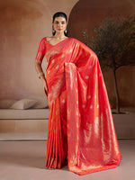 Thumbnail for Monjolika Fashion Salmon Handloom Weaving Silk Blend Saree - Dista