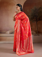 Thumbnail for Monjolika Fashion Salmon Handloom Weaving Silk Blend Saree - Dista
