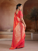 Thumbnail for Monjolika Fashion Salmon Handloom Weaving Silk Blend Saree - Dista
