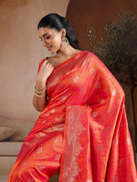 Thumbnail for Monjolika Fashion Salmon Handloom Weaving Silk Blend Saree - Dista