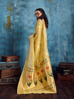 Thumbnail for Monjolika Fashion Mustard Paithani Tissue Handloom Weaving Saree - Dista