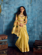 Thumbnail for Monjolika Fashion Mustard Paithani Tissue Handloom Weaving Saree - Dista