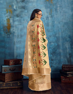 Thumbnail for Monjolika Fashion Beige Paithani Tissue Handloom Weaving Saree - Dista
