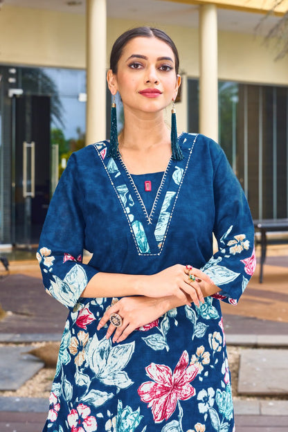 Pramukh Fab Teal Color Cotton Co-ord Set - Distacart