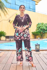 Thumbnail for Pramukh Fab Dark Brown Color Cotton Co-ord Set - Distacart
