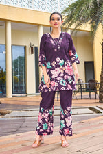 Thumbnail for Pramukh Fab Purple Color Cotton Co-ord Set - Distacart