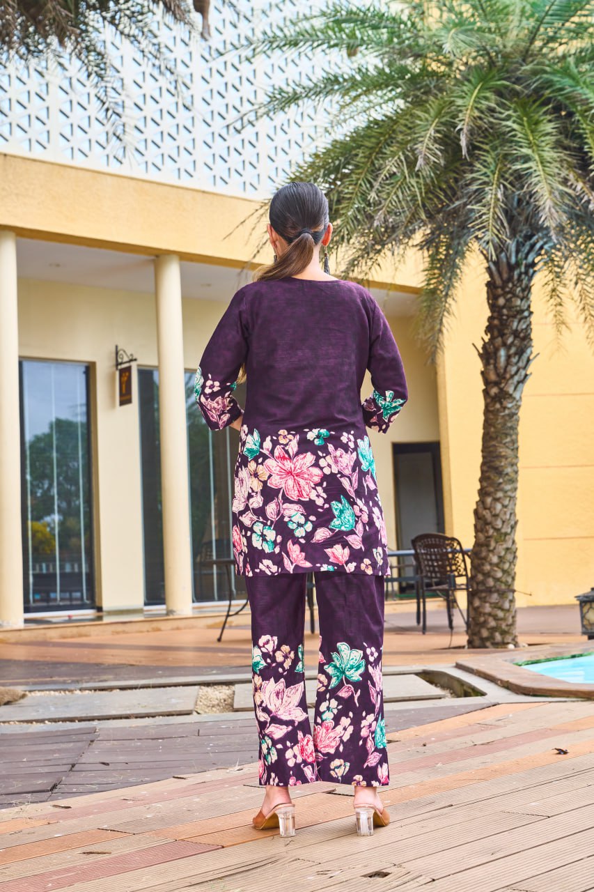 Pramukh Fab Purple Color Cotton Co-ord Set - Distacart
