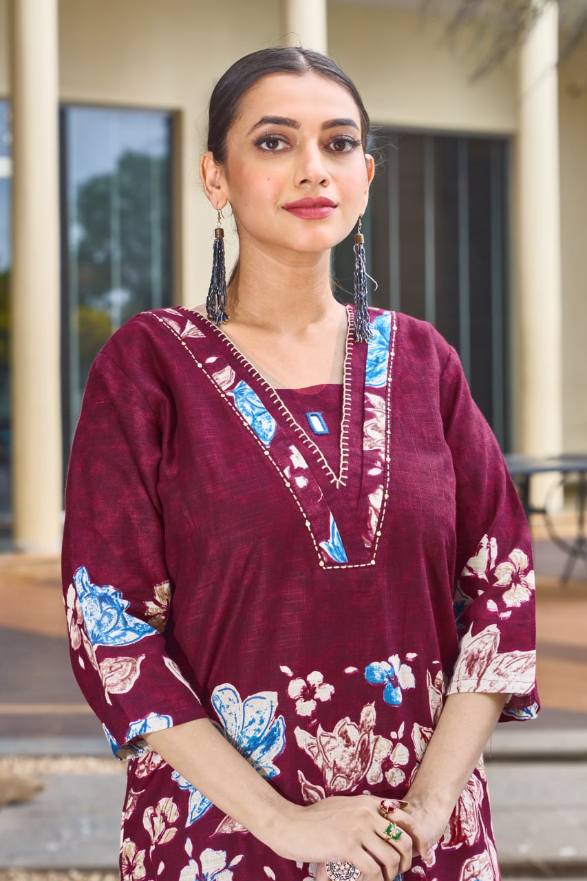 Pramukh Fab Maroon Color Cotton Co-ord Set - Distacart