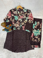 Thumbnail for Pramukh Fab Dark Brown Color Cotton Co-ord Set - Distacart