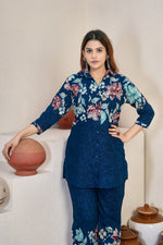 Thumbnail for Pramukh Fab Teal Color Cotton Co-ord Set - Distacart