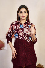 Thumbnail for Pramukh Fab Maroon Color Cotton Co-ord Set - Distacart
