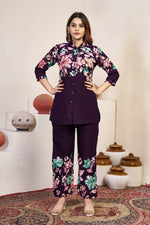 Thumbnail for Pramukh Fab Purple Color Cotton Co-ord Set - Distacart