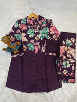 Thumbnail for Pramukh Fab Purple Color Cotton Co-ord Set - Distacart