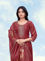Thumbnail for Monjolika Fashion Maroon Simar Kurta Set With Floral Print - Dista