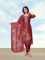 Thumbnail for Monjolika Fashion Maroon Simar Kurta Set With Floral Print - Dista