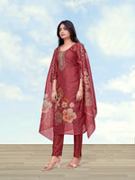 Thumbnail for Monjolika Fashion Maroon Simar Kurta Set With Floral Print - Dista