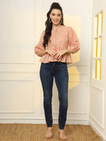 Thumbnail for Yufta Cotton Yellow And Pink Floral Tie Up Top